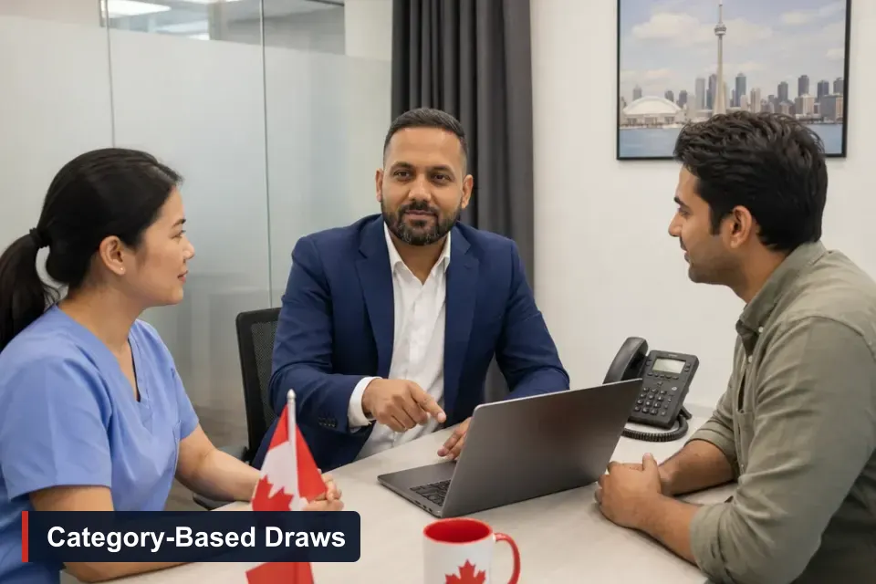 Express Entry category-based selection: Sanjay Singh Kumar, RCIC at VMC Immigration, reviews options with a nurse and a software developer
